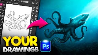 Photoshopping Your Drawings  Photo Manipulation Photoshop [upl. by Talanian745]