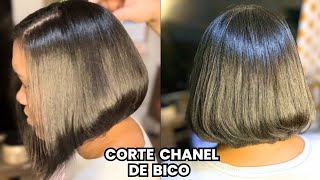 Corte chanel de bico passo a passo 3 em 1 corte escova e técnicas de modelagem com chapinha [upl. by Zak]