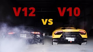 Lamborghini Cold Start Comparison  v12 vs v10 [upl. by Vins]