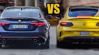 Alfa Romeo Giulia QV VS Mercedes AMG C63 Coupe  SOUND BATTLE [upl. by Charil920]