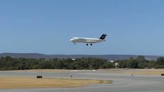 Alliance Airlines Fokker 70 arrives RWY 03 at Perth airport [upl. by Mezoff220]