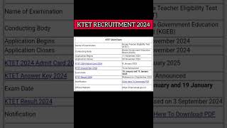 KTET RECRUITMENT 2024 🥳  APPLY NOW shorts ktetexam teacher job recruitment [upl. by Areema]