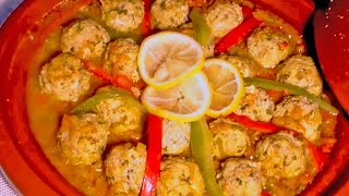 طاجين كفتة سمك السردين الشيف نادية  tajine au boulette de sardinefish balls tagine [upl. by Cioffred30]