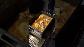 Hot tent cooking using firebox cast iron cooker hottentcamping dandelionshell [upl. by Gibbs]