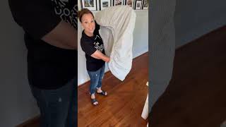 How to easily fold a fitted sheet  Folding sheets  Easy Step by step instructions on folding sheet [upl. by Sidnak390]