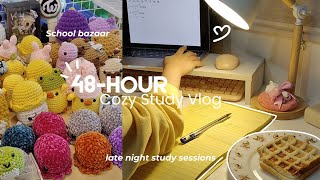 48HOUR Study Vlog 🍧📚 late night study sessions school bazaar lots of eating [upl. by Aurelius]