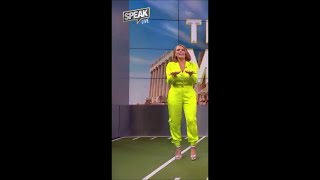 Joy Taylor in a lime green satin jumpsuit 10072024 [upl. by Aikrehs927]