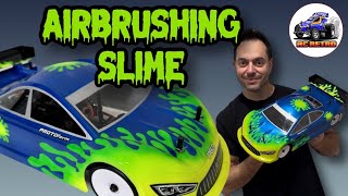 e291 My First Time Airbrushing a SLIME PAINT Scheme for an RC Car Body [upl. by Azalea955]