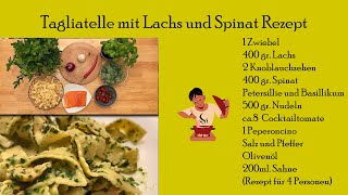 Tagliatelle mit Lachs und Spinat  Tagliatelle mit Lachs Rezept  SCHNELLE FEIERABEND REZEPT [upl. by Anaeerb]