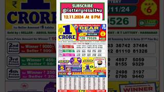 Dear Lottery Result on 12112024 at 8pm [upl. by Ellehcar]