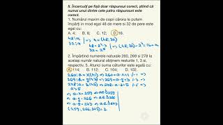 Test de autoevaluare  pag 57 Probleme care se rezolvă cu divizibilitate  Matematică 6 [upl. by Salguod]