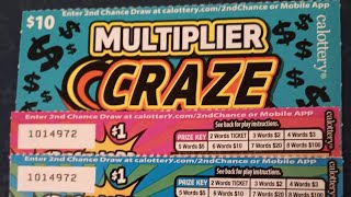 Brand New California Lottery Scratchers 2 1 Scratchers and 1 10 Scratcher 12 Session 😀 [upl. by Greenberg]