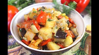 Овощное рагу с баклажанами и перцем Аджапсандали  вкусная овощная закуска [upl. by Kirven516]