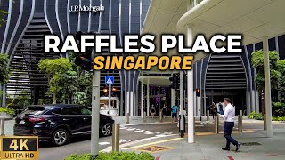 RAFFLES PLACE Morning Walk  Beautiful Skyscrapers of Singapore 4K Singapore  June 2022 [upl. by Akeenat]