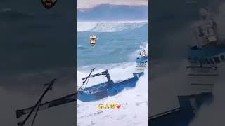 Very big wave in sea ship in shrinking [upl. by Ellak136]