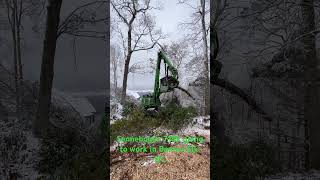 Sennebogen 718E pulling fallen trees off of Grandfather Mountain in the snow post Hurricane Helene [upl. by Sseb385]