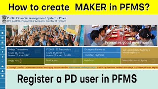 How to create PD User in PMFS  Registration of maker accounts in PFMS portal [upl. by Anurb653]