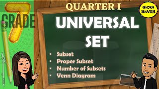 HOW TO ILLUSTRATE UNIVERSAL SET AND SUBSET AND FIND THE NUMBER OF SUBSETS  GRADE 7 MATHEMATICS Q1 [upl. by Anerom]