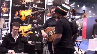 NAMM 2014  Victor Wooten meet Federico Malaman after exhibition [upl. by Ehcrop]