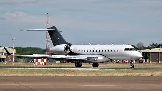 Bombardier Global 5000 arrival at RAF Fairford RIAT 2018 AirShow N880ZJ [upl. by Themis]