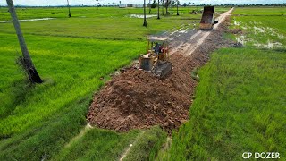 Amazing old dozer komatsu pushing soil make new roads long 40m to complete 100 [upl. by Lister]