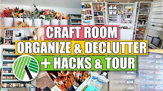 MEGA Craft Room Declutter Organization Tips AND Dollar Tree Hacks  Craft Room Tour 2024 [upl. by Neeli699]