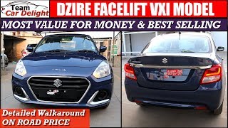 New Dzire Facelift Vxi Model Detailed WalkaroundOn Road Price  Dzire Vxi [upl. by Aierdna984]