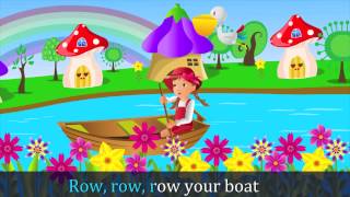 Row Row Row Your Boat Nursery Rhyme HD with lyrics by eFlashApps [upl. by Uol]