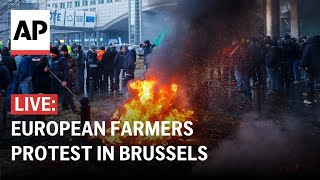 Europe farmers protest LIVE Protesters gather outside EU headquarters in Brussels [upl. by Nitneuq]