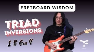 Triad Inversions 1 5 6m 4  Fretboard Harmony on top 3 strings [upl. by Bilicki]