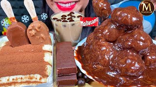 ASMR CHOCOLATE CAKE PROFITEROLE TIRAMISUMAGNUM ICE CREAM KINDER PINGUI MILK MASSIVE Eating Sounds [upl. by Lorolla]