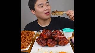 Black Bean Noodles Eggs Spicy Fried Chicken Steak and Kimchi❤️😋mukbang asmr gongsamtable203 [upl. by Ryon]