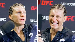 KAYLA HARRISON REVEALS SECRET BET SHE MADE WITH ALEX PEREIRA AND REACTS TO WIN AT UFC 307 [upl. by Archambault492]