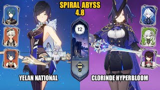 F2P Yelan National amp Clorinde Hyperbloom  Spiral Abyss 48  Floor 12  Genshin Impact [upl. by Kiri]