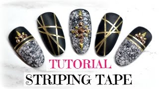 Striping Tape Nail Art Compilation  10 Nail Design ideas [upl. by Kettie82]