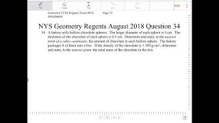 NYS Geometry Regents August 2018 Question 34 [upl. by Leonhard]