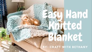 Easy DIY Hand Knit Blanket Tutorial with Chunky Yarn [upl. by Leela]