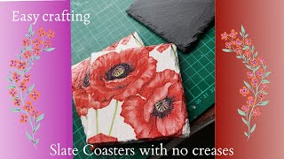 Easy decoupage slate coastersNo creases [upl. by Akemehs]