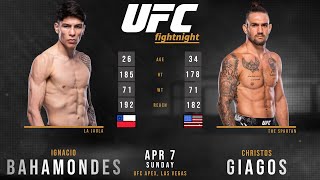 Ignacio BAHAMONDES vs Christos GIAGOS Full FIGHT UFC [upl. by Lonny]