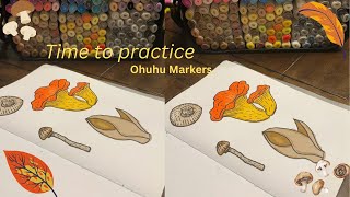 Coloring With Me 🖍️  Practicing Ohuhu Markers [upl. by Aryajay]