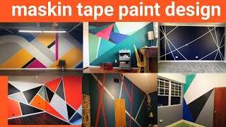 Masking tape painting Ideas  Masking Tape Design  Masking Tape Wall Colour Design [upl. by Paula]