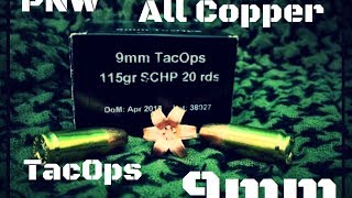 PNW Arms TacOps 9mm All Copper Hollow Point Ammo Ballistics Gel Test HD [upl. by Pulchia]