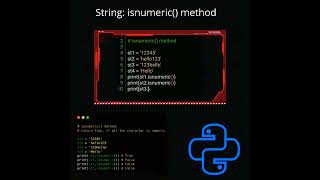 isnumeric  method  python tutorial shorts python pythonprogramming [upl. by Malva]