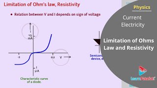 Current Electricity Class 12 Physics  Limitation of Ohms Law and Resistivity [upl. by Adnolehs]