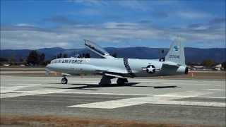 T 33 Shooting Star Engine Startup Taxi Takeoff Watsonville CA 2013 [upl. by Nameloc]