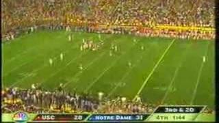 USC vs Notre Dame 4th and 9 2005 12 [upl. by Mccormac]