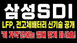 삼성SDI 주가전망 신기술 LFP 무음극 전고체배터리 건식공정 공개 이가격 전에는 절대 팔지마세요 눌림줄때가 비중추가의 찬스 입니다 삼성SDI 삼성SDI주가 [upl. by Teleya348]