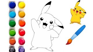 Pikachu drawing and colouring for kids  Easy drawing for kids forkids [upl. by Adnol]