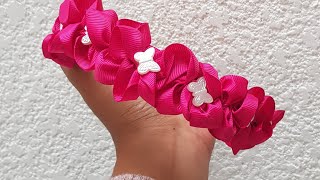 ¿Cómo hacer una diadema fruncida diadema para ceremonias 🌺🎀👑 [upl. by Bitthia]