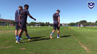 Pompey players train ahead of Luton Town match [upl. by Zilada]